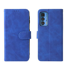 Leather Case Stands Flip Cover Holder L01Z for Motorola Moto Edge 20 Pro 5G Blue