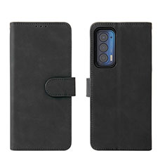 Leather Case Stands Flip Cover Holder L01Z for Motorola Moto Edge (2021) 5G Black