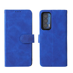 Leather Case Stands Flip Cover Holder L01Z for Motorola Moto Edge (2021) 5G Blue