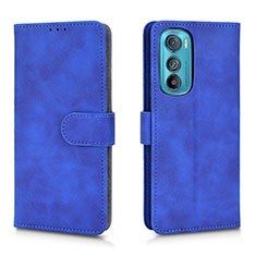 Leather Case Stands Flip Cover Holder L01Z for Motorola Moto Edge 30 5G Blue