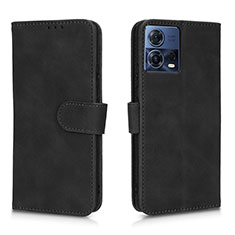 Leather Case Stands Flip Cover Holder L01Z for Motorola Moto Edge 30 Fusion 5G Black