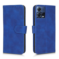 Leather Case Stands Flip Cover Holder L01Z for Motorola Moto Edge 30 Fusion 5G Blue