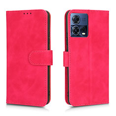 Leather Case Stands Flip Cover Holder L01Z for Motorola Moto Edge 30 Fusion 5G Hot Pink