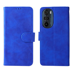 Leather Case Stands Flip Cover Holder L01Z for Motorola Moto Edge 30 Pro 5G Blue
