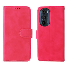 Leather Case Stands Flip Cover Holder L01Z for Motorola Moto Edge Plus (2022) 5G Hot Pink