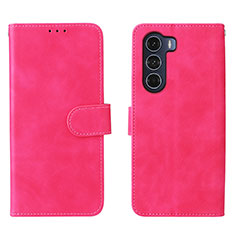 Leather Case Stands Flip Cover Holder L01Z for Motorola Moto Edge S30 5G Hot Pink