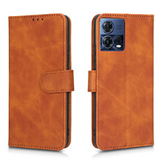 Leather Case Stands Flip Cover Holder L01Z for Motorola Moto Edge S30 Pro 5G Brown