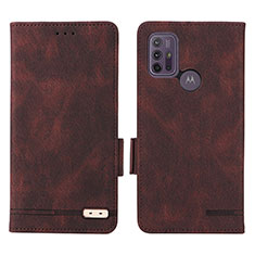 Leather Case Stands Flip Cover Holder L01Z for Motorola Moto G10 Brown
