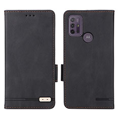 Leather Case Stands Flip Cover Holder L01Z for Motorola Moto G10 Power Black