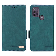 Leather Case Stands Flip Cover Holder L01Z for Motorola Moto G20 Green