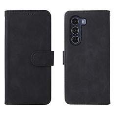 Leather Case Stands Flip Cover Holder L01Z for Motorola Moto G200 5G Black