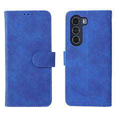 Leather Case Stands Flip Cover Holder L01Z for Motorola Moto G200 5G Blue