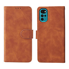 Leather Case Stands Flip Cover Holder L01Z for Motorola Moto G22 Brown