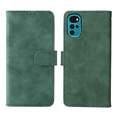 Leather Case Stands Flip Cover Holder L01Z for Motorola Moto G22 Green