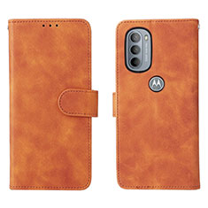 Leather Case Stands Flip Cover Holder L01Z for Motorola Moto G31 Brown