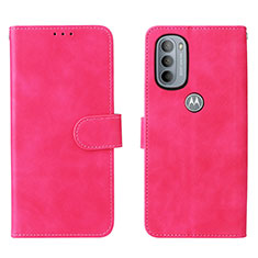 Leather Case Stands Flip Cover Holder L01Z for Motorola Moto G31 Hot Pink