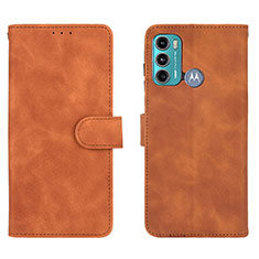 Leather Case Stands Flip Cover Holder L01Z for Motorola Moto G40 Fusion Brown
