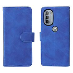 Leather Case Stands Flip Cover Holder L01Z for Motorola Moto G41 Blue