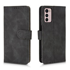 Leather Case Stands Flip Cover Holder L01Z for Motorola Moto G42 Black