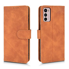 Leather Case Stands Flip Cover Holder L01Z for Motorola Moto G42 Brown