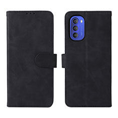 Leather Case Stands Flip Cover Holder L01Z for Motorola Moto G51 5G Black