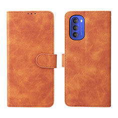 Leather Case Stands Flip Cover Holder L01Z for Motorola Moto G51 5G Brown