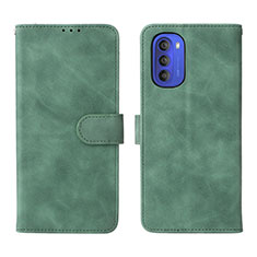 Leather Case Stands Flip Cover Holder L01Z for Motorola Moto G51 5G Green