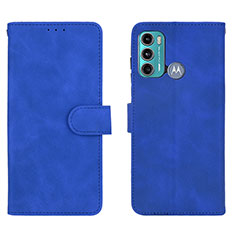 Leather Case Stands Flip Cover Holder L01Z for Motorola Moto G60 Blue