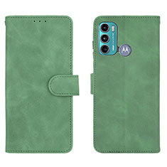 Leather Case Stands Flip Cover Holder L01Z for Motorola Moto G60 Green
