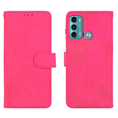 Leather Case Stands Flip Cover Holder L01Z for Motorola Moto G60 Hot Pink