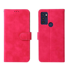 Leather Case Stands Flip Cover Holder L01Z for Motorola Moto G60s Hot Pink