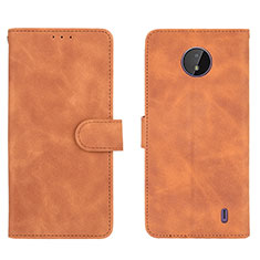 Leather Case Stands Flip Cover Holder L01Z for Nokia C10 Brown