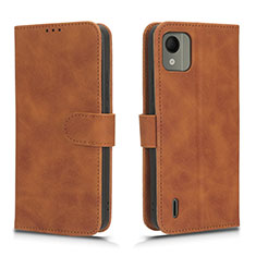 Leather Case Stands Flip Cover Holder L01Z for Nokia C110 Brown