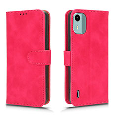 Leather Case Stands Flip Cover Holder L01Z for Nokia C12 Hot Pink
