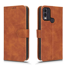 Leather Case Stands Flip Cover Holder L01Z for Nokia C22 Brown