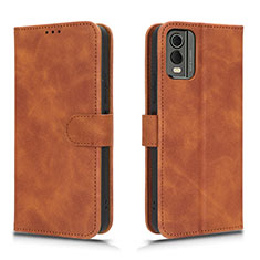 Leather Case Stands Flip Cover Holder L01Z for Nokia C32 Brown