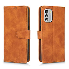 Leather Case Stands Flip Cover Holder L01Z for Nokia G60 5G Brown