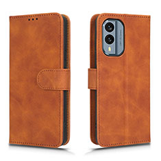 Leather Case Stands Flip Cover Holder L01Z for Nokia X30 5G Brown