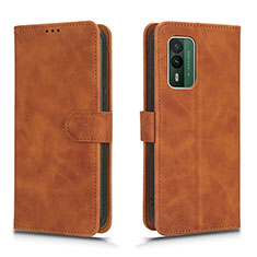Leather Case Stands Flip Cover Holder L01Z for Nokia XR21 Brown