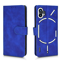Leather Case Stands Flip Cover Holder L01Z for Nothing Phone 1 Blue