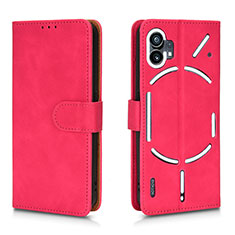 Leather Case Stands Flip Cover Holder L01Z for Nothing Phone 1 Hot Pink