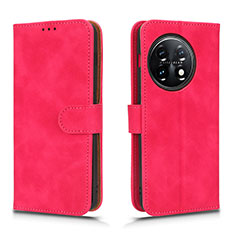 Leather Case Stands Flip Cover Holder L01Z for OnePlus 11 5G Hot Pink