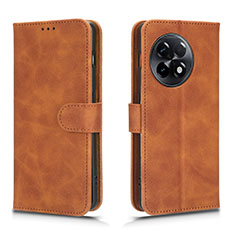Leather Case Stands Flip Cover Holder L01Z for OnePlus 11R 5G Brown