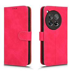 Leather Case Stands Flip Cover Holder L01Z for OnePlus 12 5G Hot Pink