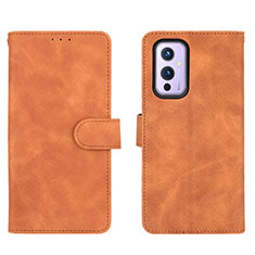 Leather Case Stands Flip Cover Holder L01Z for OnePlus 9 5G Brown