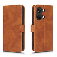 Leather Case Stands Flip Cover Holder L01Z for OnePlus Nord 3 5G Brown