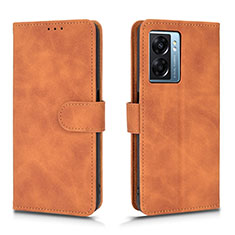Leather Case Stands Flip Cover Holder L01Z for OnePlus Nord N300 5G Brown