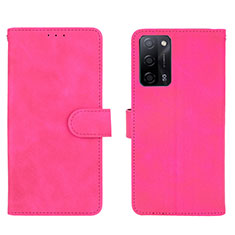 Leather Case Stands Flip Cover Holder L01Z for Oppo A53s 5G Hot Pink