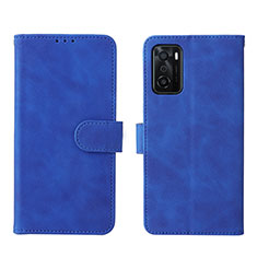 Leather Case Stands Flip Cover Holder L01Z for Oppo A55S 5G Blue
