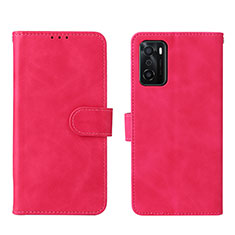 Leather Case Stands Flip Cover Holder L01Z for Oppo A55S 5G Hot Pink